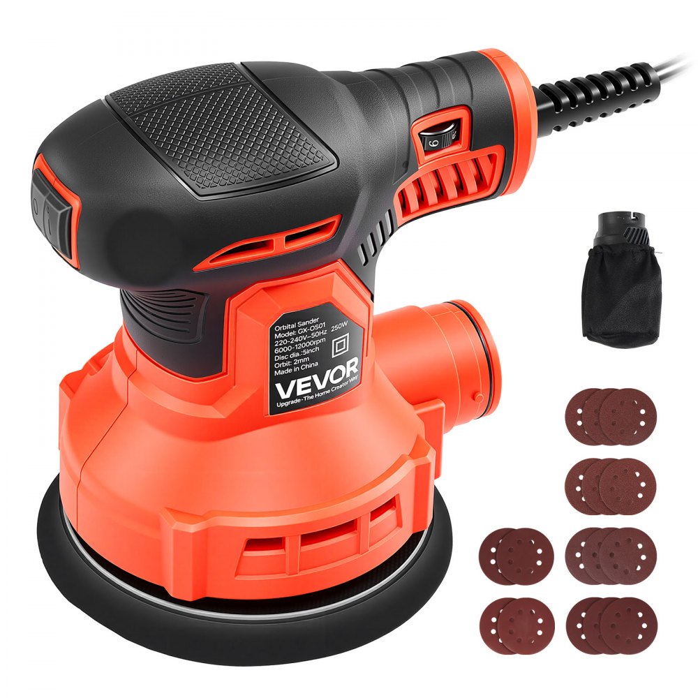 Τριβείο VEVOR 127mm με τυχαίο παλμικό τριβείο 250W με καλώδιο, ηλεκτρικό παλμικό τριβείο 6 ταχυτήτων 6000-12000RPM με 16 τεμάχια γυαλόχαρτα και σακούλα συλλογής σκόνης για λείανση λεπτομερειών ξυλουργικής Τριβείο VEVOR 127mm με τυχαίο παλμικό τριβείο 250W με καλώδιο, ηλεκτρικό παλμικό τριβείο 6 ταχυτήτων 6000-12000RPM με 16 τεμάχια γυαλόχαρτα και σακούλα συλλογής σκόνης για λείανση λεπτομερειών ξυλουργικής