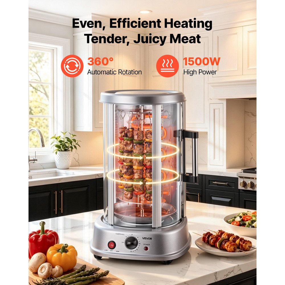 Φούρνος VEVOR με περιστρεφόμενο ρολό 11,5L, μηχανή σαουρμά, ψησταριά για κεμπάπ 1500W με ανθεκτική στη θερμότητα πόρτα, δίσκο συλλογής υγρών και χρονοδιακόπτη, σχάρα για κεμπάπ με 7 σουβλάκια Φούρνος VEVOR με περιστρεφόμενο ρολό 11,5L, μηχανή σαουρμά, ψησταριά για κεμπάπ 1500W με ανθεκτική στη θερμότητα πόρτα, δίσκο συλλογής υγρών και χρονοδιακόπτη, σχάρα για κεμπάπ με 7 σουβλάκια