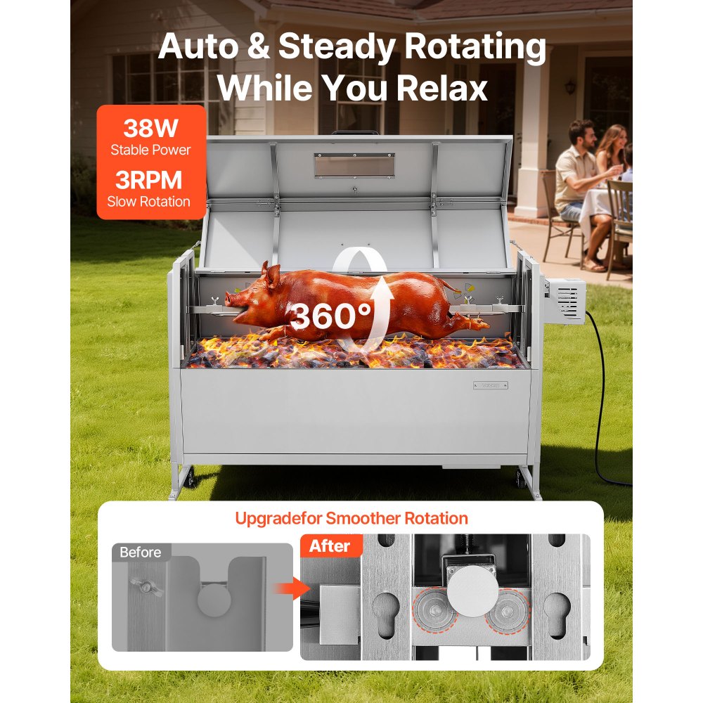 VEVOR Σούβλα 38W BBQ Εξωτερική Σούβλα Χοιρινού & Αρνιού, Σούβλα Κάρβουνου με Χωρητικότητα 60 kg, Ρόδες & Ύψος 4 Επιπέδων, Κιτ Ηλεκτρικής Σούβλας από Ανοξείδωτο Ατσάλι για Κάμπινγκ Εξωτερικού Χώρου VEVOR Σούβλα 38W BBQ Εξωτερική Σούβλα Χοιρινού & Αρνιού, Σούβλα Κάρβουνου με Χωρητικότητα 60 kg, Ρόδες & Ύψος 4 Επιπέδων, Κιτ Ηλεκτρικής Σούβλας από Ανοξείδωτο Ατσάλι για Κάμπινγκ Εξωτερικού Χώρου