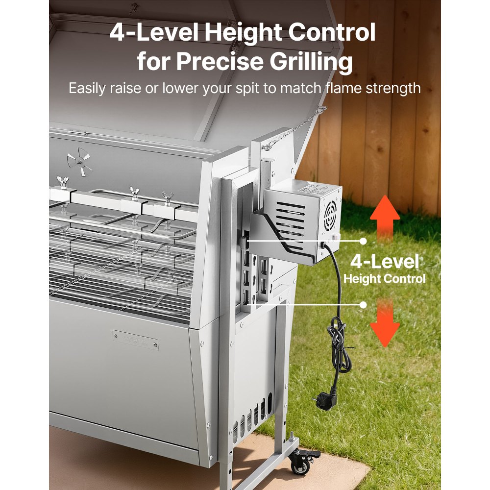 VEVOR Σούβλα 38W BBQ Εξωτερική Σούβλα Χοιρινού & Αρνιού, Σούβλα Κάρβουνου με Χωρητικότητα 60 kg, Ρόδες & Ύψος 4 Επιπέδων, Κιτ Ηλεκτρικής Σούβλας από Ανοξείδωτο Ατσάλι για Κάμπινγκ Εξωτερικού Χώρου VEVOR Σούβλα 38W BBQ Εξωτερική Σούβλα Χοιρινού & Αρνιού, Σούβλα Κάρβουνου με Χωρητικότητα 60 kg, Ρόδες & Ύψος 4 Επιπέδων, Κιτ Ηλεκτρικής Σούβλας από Ανοξείδωτο Ατσάλι για Κάμπινγκ Εξωτερικού Χώρου