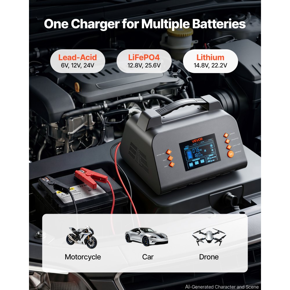 Έξυπνος φορτιστής μπαταρίας VEVOR 25A 6V 12V 24V για λιθίου LiFePO4 μολύβδου-οξέος, συμβατός με αυτοκίνητα, μοτοσικλέτες, μεσαίου μεγέθους τροχόσπιτα, συντηρητής φόρτισης με θείο, φορτιστής με οθόνη LCD 3,8 ιντσών Έξυπνος φορτιστής μπαταρίας VEVOR 25A 6V 12V 24V για λιθίου LiFePO4 μολύβδου-οξέος, συμβατός με αυτοκίνητα, μοτοσικλέτες, μεσαίου μεγέθους τροχόσπιτα, συντηρητής φόρτισης με θείο, φορτιστής με οθόνη LCD 3,8 ιντσών