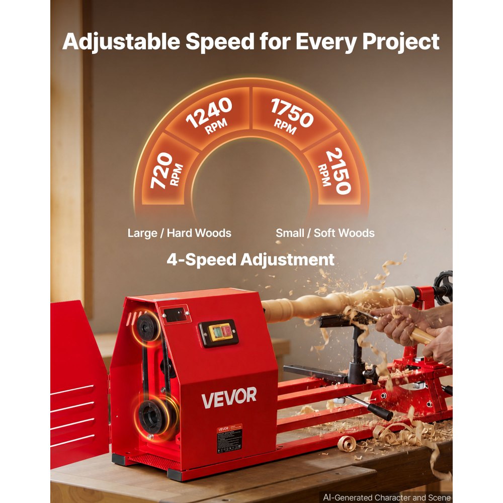 Τόρνος Ξύλου VEVOR 1/2 HP 355 x 1016 mm Επιτραπέζιος Τόρνος Ξύλου 4 Ταχύτητες, 720/1240/1750/2150 RPM, με Στήριγμα Εργαλείου, Κλειδιά, Πρόσοψη, Βαρέως Τύπου, για Αρχάριους Επαγγελματίες Ξυλουργικής, Ξυλοτορνευτές Τόρνος Ξύλου VEVOR 1/2 HP 355 x 1016 mm Επιτραπέζιος Τόρνος Ξύλου 4 Ταχύτητες, 720/1240/1750/2150 RPM, με Στήριγμα Εργαλείου, Κλειδιά, Πρόσοψη, Βαρέως Τύπου, για Αρχάριους Επαγγελματίες Ξυλουργικής, Ξυλοτορνευτές