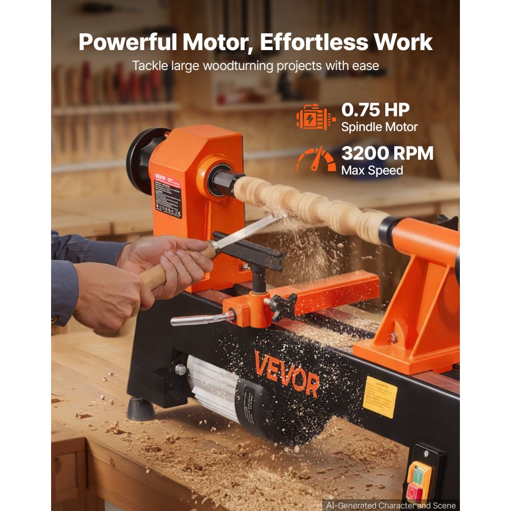 Τόρνος Ξύλου VEVOR 3/4 HP 304 x 465 mm Επιτραπέζιος Τόρνος Ξύλου 5 Ταχύτητες, 650/1100/1600/2200/3200 RPM, με Στήριγμα Εργαλείου, Κλειδί, Πρόσοψη, Βαρέως Τύπου, για Αρχάριους Επαγγελματίες Ξυλουργικής και Τορνευτήρια Τόρνος Ξύλου VEVOR 3/4 HP 304 x 465 mm Επιτραπέζιος Τόρνος Ξύλου 5 Ταχύτητες, 650/1100/1600/2200/3200 RPM, με Στήριγμα Εργαλείου, Κλειδί, Πρόσοψη, Βαρέως Τύπου, για Αρχάριους Επαγγελματίες Ξυλουργικής και Τορνευτήρια