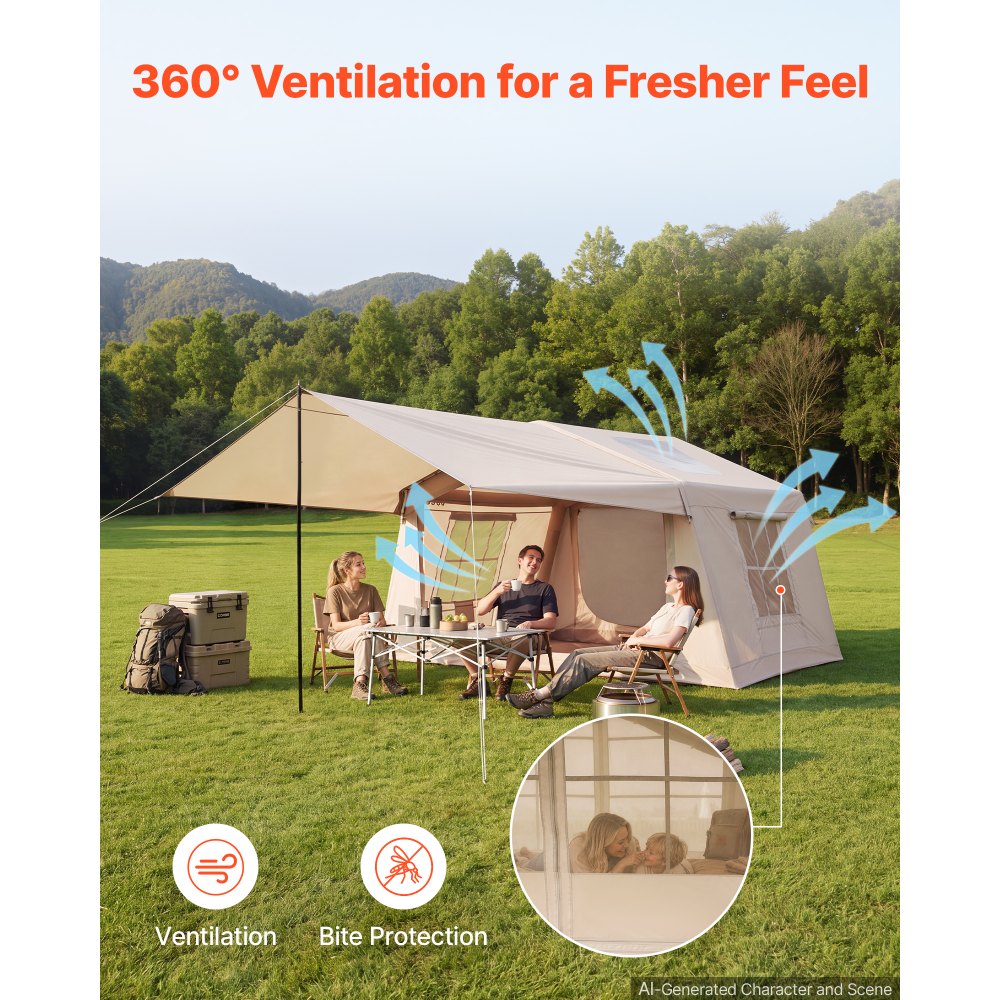 Φουσκωτή Σκηνή VEVOR για Κάμπινγκ, Φουσκωτή Σκηνή 2-4 Ατόμων με Χειροκίνητη Αντλία, για Οικογενειακό Glamping σε Εξωτερικό Χώρο, Αδιάβροχη 420D Oxford, Εύκολη Εγκατάσταση Φουσκωτού Σπιτιού με Φεγγίτη, Τέντα, Τζάκι για Σόμπα & Παράθυρα από Πλέγμα Φουσκωτή Σκηνή VEVOR για Κάμπινγκ, Φουσκωτή Σκηνή 2-4 Ατόμων με Χειροκίνητη Αντλία, για Οικογενειακό Glamping σε Εξωτερικό Χώρο, Αδιάβροχη 420D Oxford, Εύκολη Εγκατάσταση Φουσκωτού Σπιτιού με Φεγγίτη, Τέντα, Τζάκι για Σόμπα & Παράθυρα από Πλέγμα