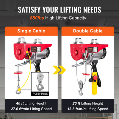 Βαρούλκο γερανού ηλεκτρικού ανυψωτικού VEVOR 880 λίβρες με ενσύρματο τηλεχειριστήριο 14 ποδιών 230 V | VEVOR GR
