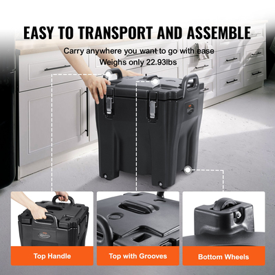 VEVOR μονωμένος φορέας φαγητού, χωρητικότητας 32 Qt, Στοιβαζόμενο Hot Box Catering με βαρέλι από ανοξείδωτο χάλυβα, θερμαντήρας φαγητού LLDPE άνω φόρτωσης με ενσωματωμένες λαβές πόρπες σταθερή βάση, για καντίνα εστιατορίου, B