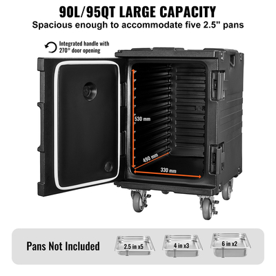 VEVOR Insulated Food Carrier Stackable Catering Dishbox 90L Chafing Dish