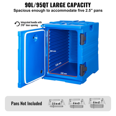 VEVOR Insulated Food Carrier Stackable Catering Dishbox 90L Chafing Dish