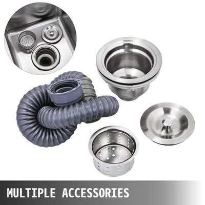 VEVOR VEVOR Χειροποίητος νεροχύτης Μη μαγνητικός νιπτήρας από ανοξείδωτο ατσάλι Χειροποίητος 1 διαμέρισμα 16 x 15,5 x 10 ιντσών Χωρητικότητα τεράστιος νεροχύτης μπανιέρας με πλατφόρμα δεξιού χεριού για Farmhouse Cafe Shop Hospital