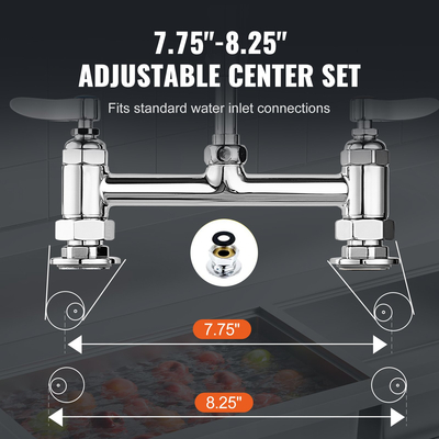 Εμπορική βρύση VEVOR με ψεκαστήρα πριν το ξέβγαλμα, Ύψος 44&quot;, Κέντρο 8&quot;, 12&quot; Στόμιο αιώρησης, Βρύση νεροχύτη κουζίνας στο κατάστρωμα, Συσκευή ορειχάλκινης κατασκευής με σπρέι, για νεροχύτη διαμερίσματος 1/2/3