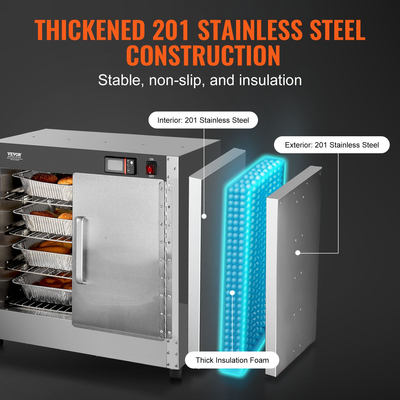 VEVOR Hot Box Food Warmer 4-Tier Concession Θερμαντικό ντουλάπι με δίσκο νερού