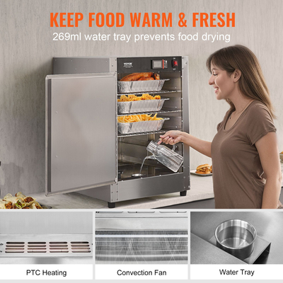 VEVOR Hot Box Food Warmer 5-Tier Concession Θερμαντικό ντουλάπι με δίσκο νερού