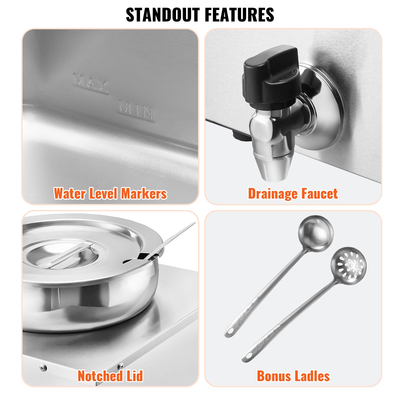 VEVOR Commercial Soup Warmer Soup Station with 3*7,4Qt Pot Soup Bettle Warmer