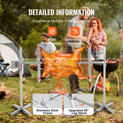 VEVOR 46&quot; Electric BBQ Rotisserie Grill Kit Γκριλ από ανοξείδωτο ατσάλι 132 λίβρες Χοιρινό Αρνί