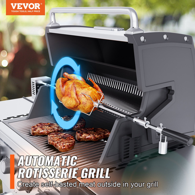 VEVOR Universal Grill Rotisserie Kit BBQ Roaster 32&quot;/39&quot; Ηλεκτρικός κινητήρας σούβλας