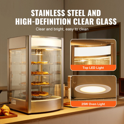 VEVOR Food Warmer Display for 14&quot; Pizza, 4-Tier Commercial Pizza Warmer Electric