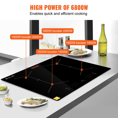 VEVOR Ηλεκτρική εστία 4 ιντσών 4 καυστήρες κεραμική γυάλινη εστία χειριστηρίου αφής