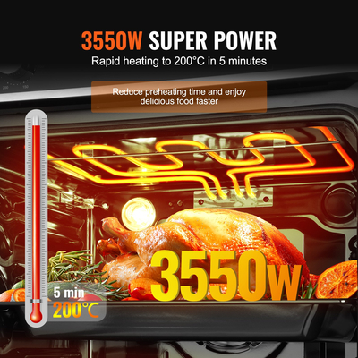 VEVOR Φούρνος Μονού Τοίχου 24&quot; Ηλεκτρικός Εντοιχιζόμενος Φούρνος 9 Λειτουργιών 2,68 Cu. Ft