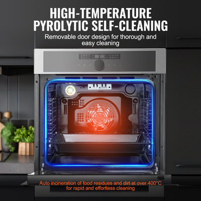 VEVOR Φούρνος μονού τοίχου 24&quot; Ηλεκτρικός εντοιχιζόμενος φούρνος 16 λειτουργιών 2,68 Cu. Ft