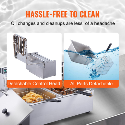 VEVOR Commercial Electric Deep Fryer Countertop Deep Fryer Διπλές αποσπώμενες δεξαμενές