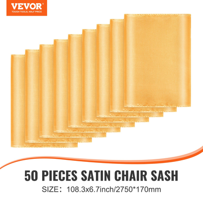 VEVOR 50 PCS Golden Stretch Spandex Chair Sashes Φιόγκοι, Slip κάλυμμα καρέκλας και Stretch Chair Sash, Ελαστικές ταινίες καρέκλας, Εφαρμόσιμος γάμος, γιορτές, συμπόσιο, πάρτι, διακόσμηση καρέκλας γιορτής