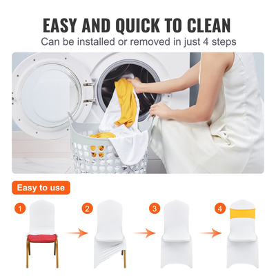 VEVOR 30 Sets Stretch Spandex Πτυσσόμενα καλύμματα καρέκλας, Universal Εφαρμοσμένο κάλυμμα καρέκλας με φύλλα καρέκλας, Αφαιρούμενα πλενόμενα προστατευτικά καλύμματα, για γάμους, διακοπές, δεξιώσεις, πάρτι, τραπεζαρία (30 σετ Gold &amp; White)