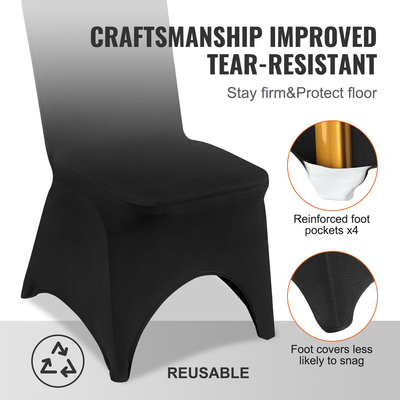 50 τμχ Μαύρο πολυεστέρα Spandex Κάλυμμα καρέκλας πάρτι Decotation Solemn Easy Clean