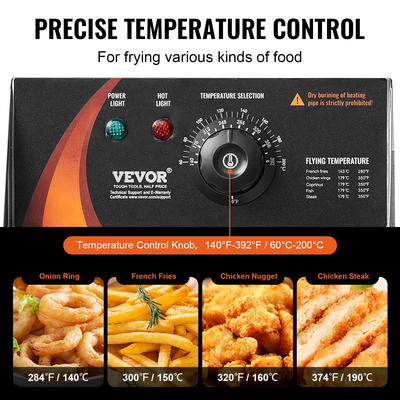 VEVOR Commercial Electric Deep Fryer 2500W 12L από ανοξείδωτο ατσάλι Αναβάθμιση 200°C