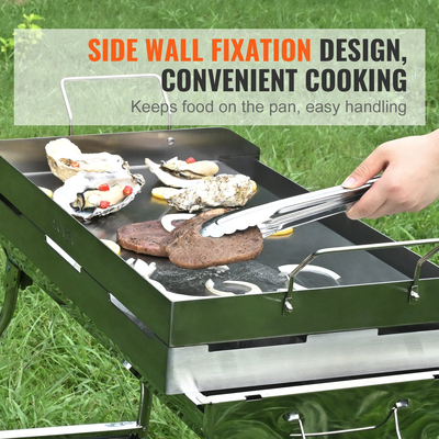 Ταψί κουζίνας VEVOR, 23,5&quot;x16&quot; Προετοιμασμένο ταψί από ανοξείδωτο χάλυβα, Ορθογώνιο ταψί διπλού καυστήρα, Αντικολλητικό Οικογενειακό σκεύος μαγειρικής με χερούλια και αυλάκι λαδιού, για μπάρμπεκιου, ψησταριές υγραερίου, ασημί