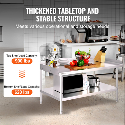 Τραπέζι εργασίας από ανοξείδωτο χάλυβα VEVOR 30"x48" Εμπορικό Επιτραπέζιο Εστιατόριο προετοιμασίας φαγητού