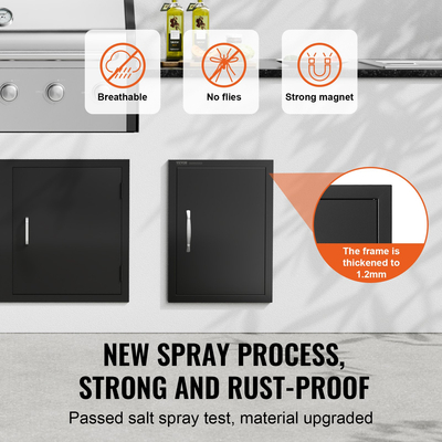 Πόρτα πρόσβασης VEVOR BBQ, 415x570 mm Μονή εξωτερική πόρτα κουζίνας, Πόρτα κρύας πλάκας, κατακόρυφη πόρτα με χειρολαβή, για BBQ Island, Ψητοπωλείο, Εξωτερικό ντουλάπι