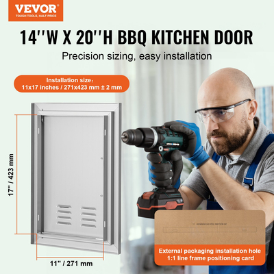 VEVOR 356x508 mm BBQ Island Access Πόρτα Εξωτερική Πόρτα Κουζίνας από ανοξείδωτο χάλυβα