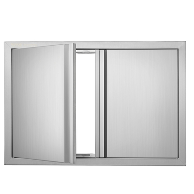 VEVOR BBQ Access Door, 774x532 mm Διπλή Πόρτα Εξωτερικής Κουζίνας, Πόρτα από ανοξείδωτο ατσάλι Flush Mount, Επιτοίχια Κατακόρυφη Πόρτα με Χειρολαβές, για BBQ Island, Ψητοπωλείο, Εξωτερικό ντουλάπι
