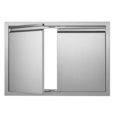 VEVOR BBQ Access Door, 762x532 mm Διπλή Πόρτα Εξωτερικής Κουζίνας, Πόρτα από ανοξείδωτο ατσάλι Flush Mount, Επιτοίχια Κατακόρυφη Πόρτα με Χειρολαβές, για BBQ Island, Ψητοπωλείο, Εξωτερικό ντουλάπι