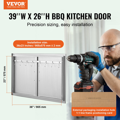 VEVOR 990x660 mm BBQ Island Access Πόρτα Εξωτερική Πόρτα Κουζίνας από ανοξείδωτο χάλυβα
