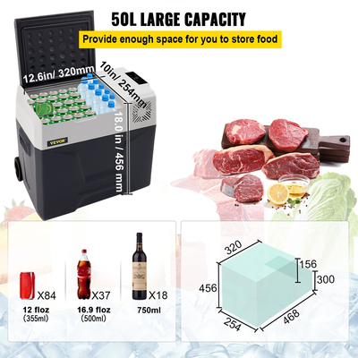 VEVOR Car Refrigerator 50L Compressor Portable Μικρό Ψυγείο Αυτοκινήτου Ψυγείο Καταψύκτης Vehicle Car Truck RV Boat Mini Electric Cooler for Driving Travel Fishing Outdoor and Home