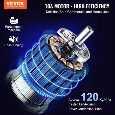 VEVOR Εμπορικός τρυφερός κρέατος, Εργαλείο κουζίνας από ανοξείδωτο ατσάλι βαρέως τύπου με λαβή, λαβίδα κρέατος και βούρτσα καθαρισμού, Ηλεκτρική μηχανή τρυφερότητας κρέατος 450 W για βόειο κρέας, γαλοπούλα, κοτόπουλο, χοιρινό και ψάρι