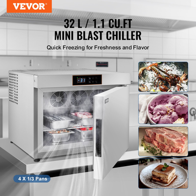 VEVOR 32L Commercial Blast Freezer 4 Δίσκοι Blast Chiller Chiller Παγωτό θαλασσινών