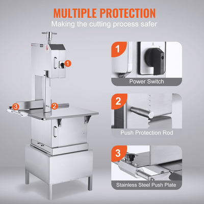 VEVOR 2200W Επαγγελματικό Ηλεκτρικό Πριόνι Κρέατος Ανοξείδωτο Πριόνι για κόκκαλα