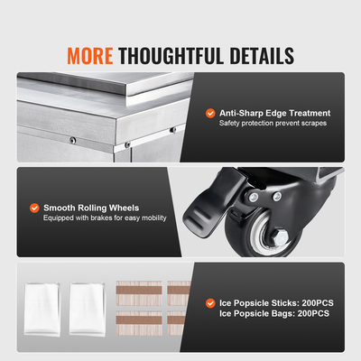 VEVOR Commercial Popsicle Machine Single Mold Set - 40 ΤΕΜ. Ice Pops Lolly Maker