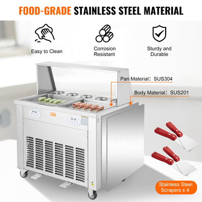 VEVOR Fried Ice Cream Roll Machine Rolled Ice Cream Maker 13,8x13,8 ιντσών 2 τηγάνια