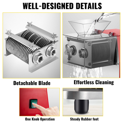 Εμπορική μηχανή κοπής κρέατος VEVOR, Μηχάνημα τεμαχισμού κρέατος 551 Lbs/H 850W, Ηλεκτρικός κόφτης κρέατος λεπίδας 3,5 mm, Κόφτης φαγητού εστιατορίου από ανοξείδωτο ατσάλι, για σούπερ μάρκετ κουζίνας αρνί μοσχαρίσιο κοτόπουλο, κόκκινο