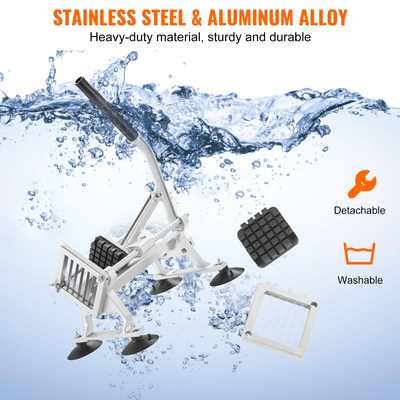 VEVOR Εμπορικός τεμαχιστής λαχανικών, 1/2 ιντσών Κόφτης φρούτων, Μηχάνημα κοπής λαχανικών από ανοξείδωτο ατσάλι και κράμα αλουμινίου, Χειροκίνητος τεμαχιστής με αντιολισθητικά πόδια, για ραπανάκια, κρεμμύδια, πατάτες, λεμόνια