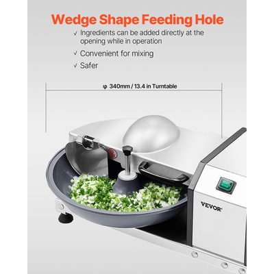VEVOR Επεξεργαστής Τροφίμων Vegetable Chopper 3000RPM από ανοξείδωτο χάλυβα ποιότητας τροφίμων