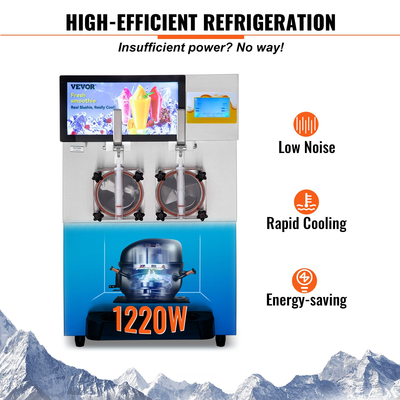 VEVOR 8L / 2,1 Gal Διπλό μπολ εμπορική μηχανή Slushy Μαργαρίτα Smoothie παγωμένο ποτό