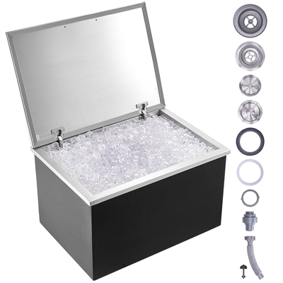 VEVOR 28&quot;x20&quot;x17&quot; Drop in Ice Chest Cooler Ice Doll από ανοξείδωτο ατσάλι με κάλυμμα