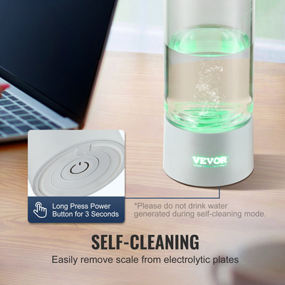 VEVOR Hydrogen Bottle Water Generator, 380 ml / 13,4 oz Capacity Portable Hydrogen Water Maker, SPE Technology Hydrogen Rich Water Ionizer Machine με ρινικό σωλήνα εισπνοής και αυτοκαθαριζόμενο