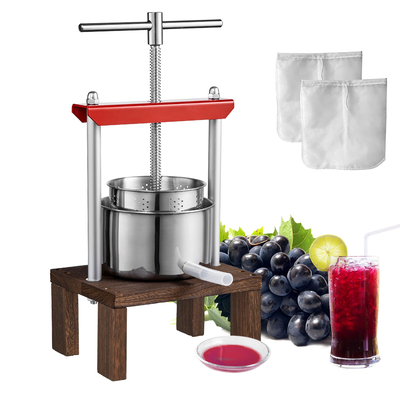 Πρέσα κρασιού VEVOR Fruit, 0,53 γαλόνι/2L, 2 βαρέλια από ανοξείδωτο χάλυβα, Χειροκίνητη συσκευή παρασκευής χυμών, μηλίτης Apple Grape Tincture Vegetables Honey Olive Oil Presing Making with T-Handle &amp; Stable Base for Kitchen, Home