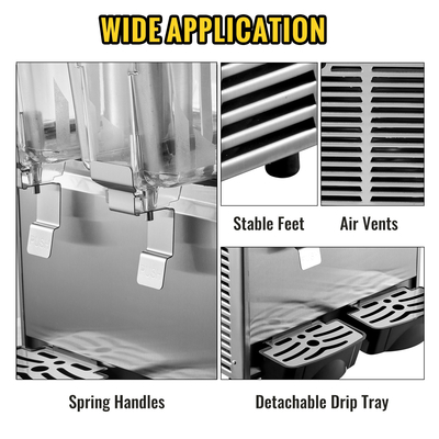 VEVOR Commercial Cold Beverage Dispenser Δοχεία ποτών από ανοξείδωτο χάλυβα Fruit Juice Beverage Dispenser 2 Tanks 6,4 Gallon Δοχείο παγωμένου τσαγιού εξοπλισμένο με ελεγκτή θερμοστάτη