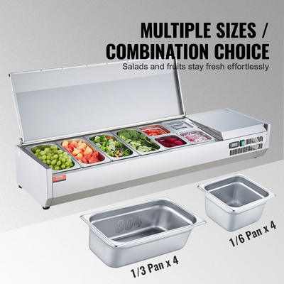 VEVOR Countertop Refrigerated Salad Pizza Prep Station 155 W Stainless Guard CE